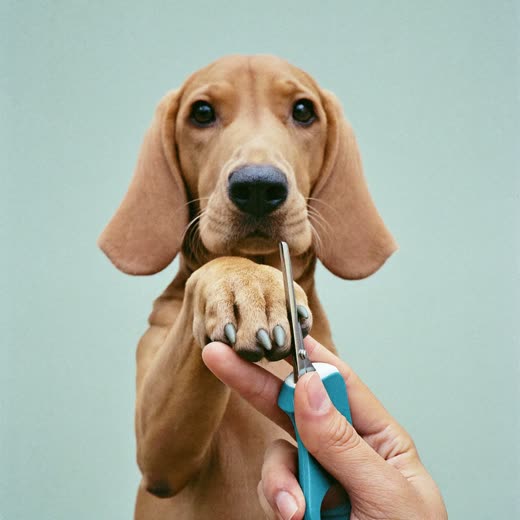 A dog's nails being clipped